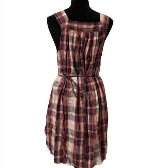 UNIVERSAL THREAD Blue Orange White Plaid Sleeveless Midi Dress Sz L - Picture 4 of 10